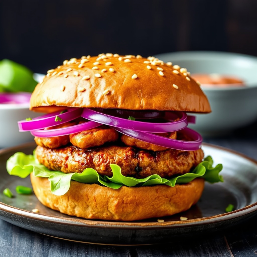 Thailandske peanøttburgere med ingefær og koriander