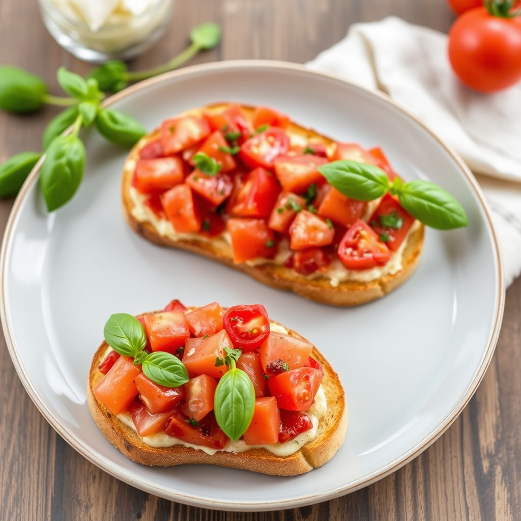 To tomat- og basilikumbuschetta