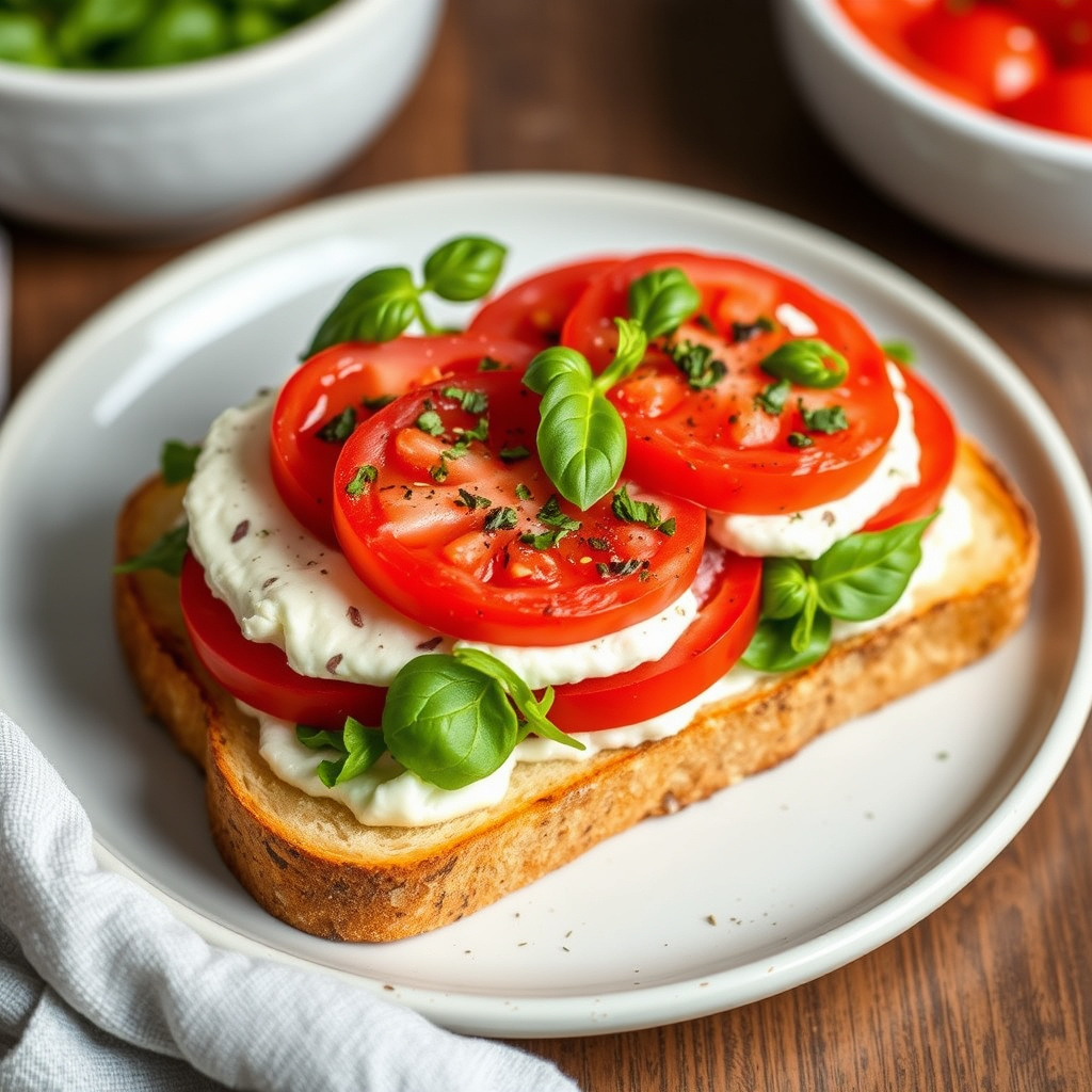 Tomat- og fetaoståpen smørbrød