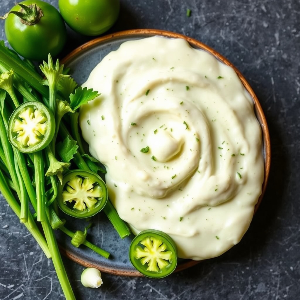 Tomatillo- og vårløkmajones