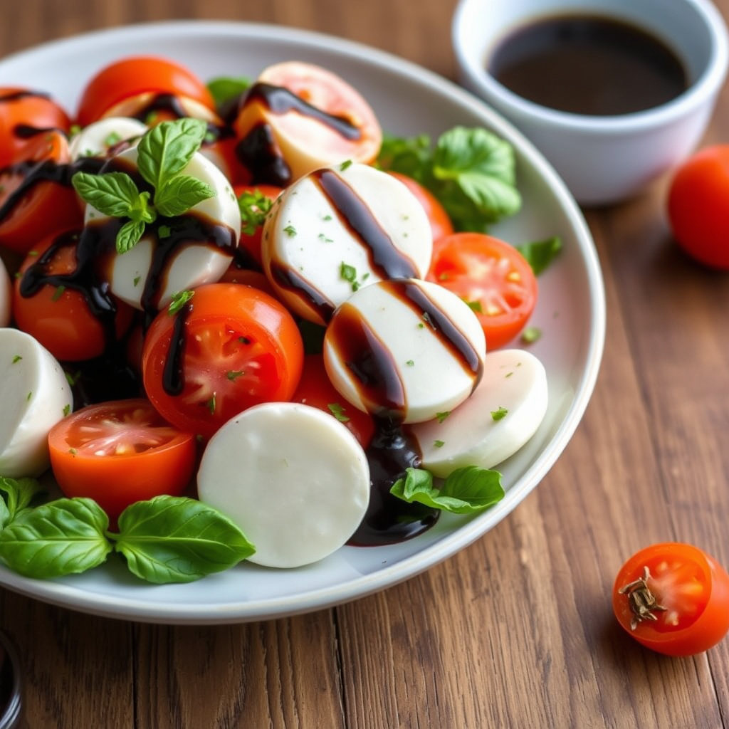 Tomatsalat med mozzarella og balsamico-reduksjon