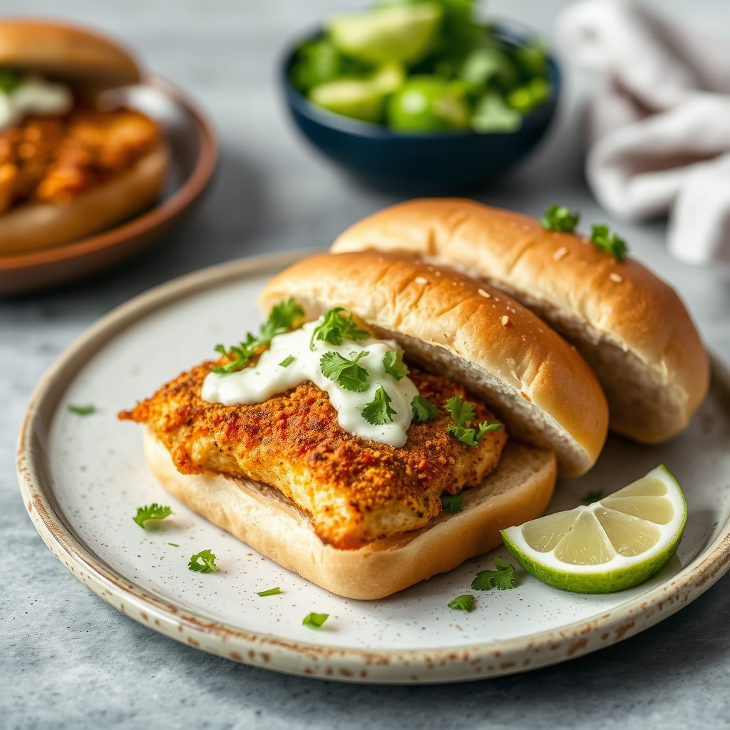 Tortillapanert katfisk Po' Boys