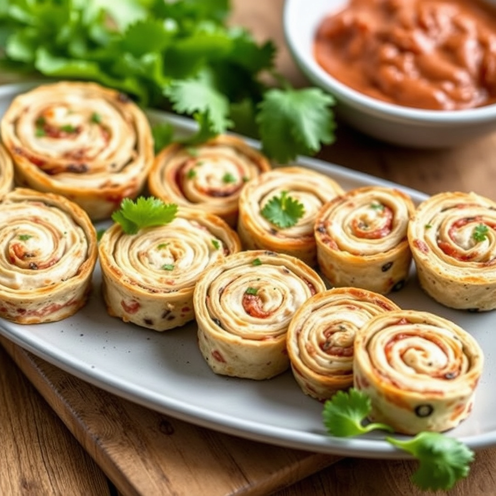 Tortillapinwheels med kremost og skinke