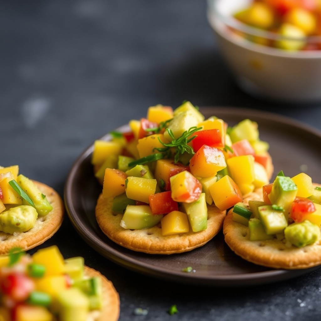 Town House-kjeks med avokado- og mangosalsa