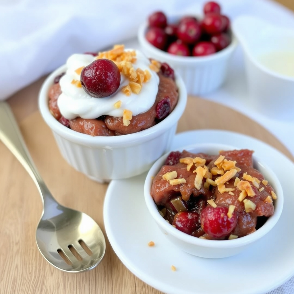 Tranebær-karamellpudding