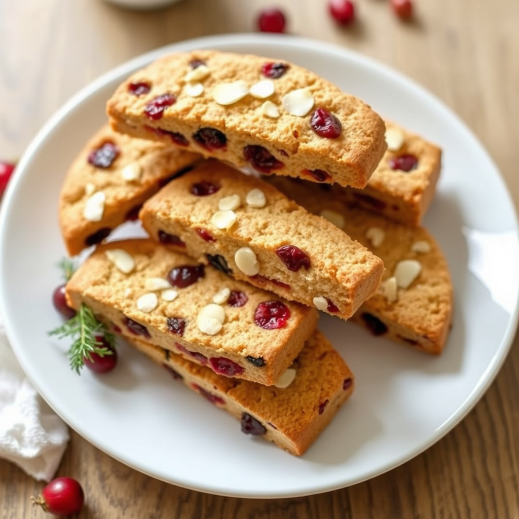 Tranebær- og mandelbiscotti