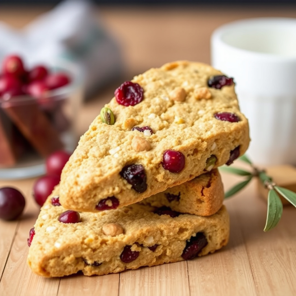 Tranebær og pistasj biscotti