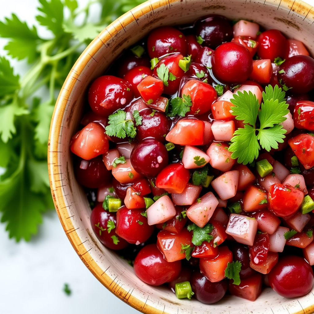 Tranebærsalsa med koriander og chili