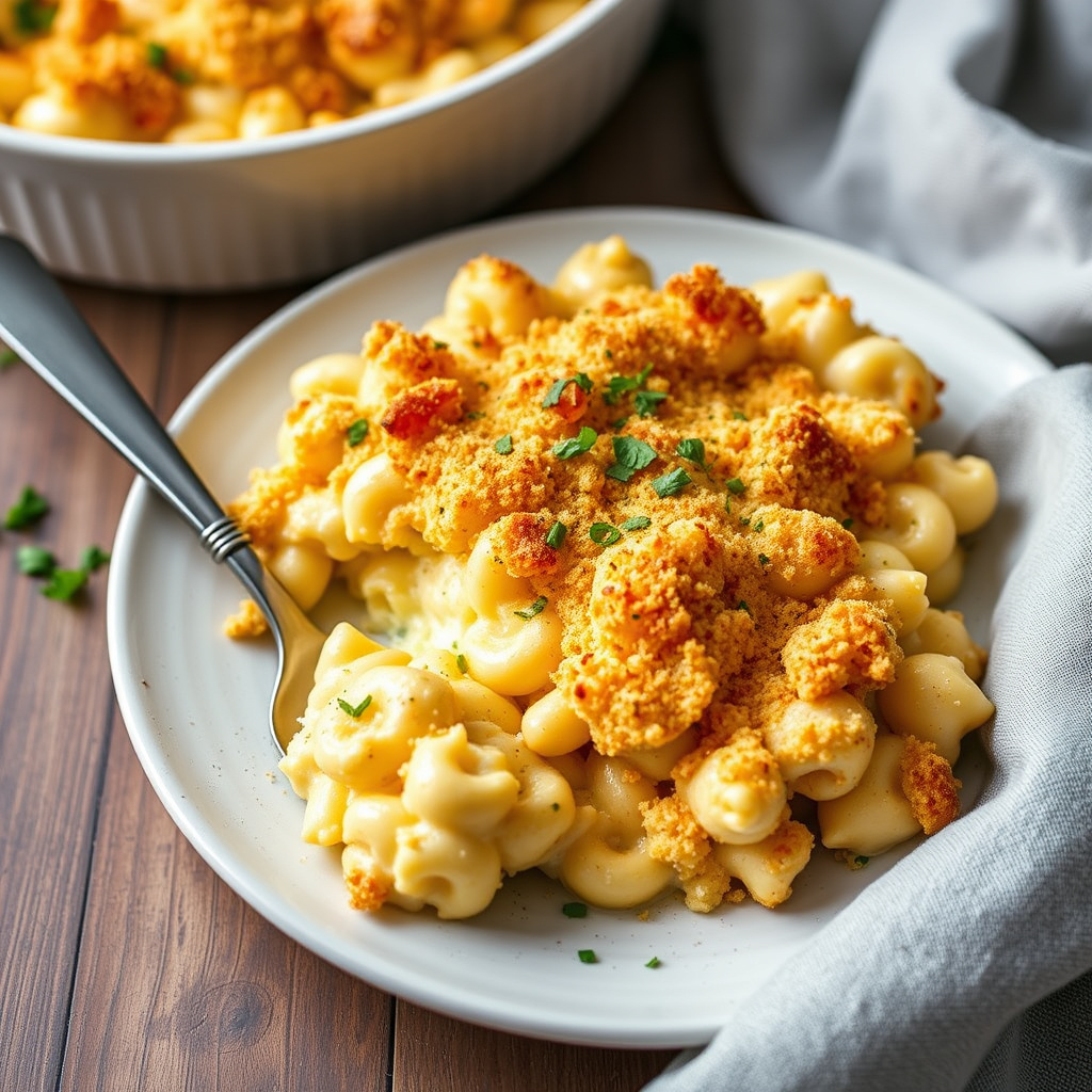 Tre oste-makaroni med Cheez-It urtekrymming skorpe