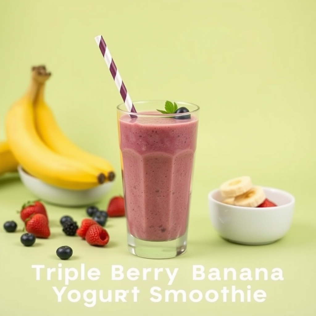 Triple bær og banan-yoghurtsmoothie
