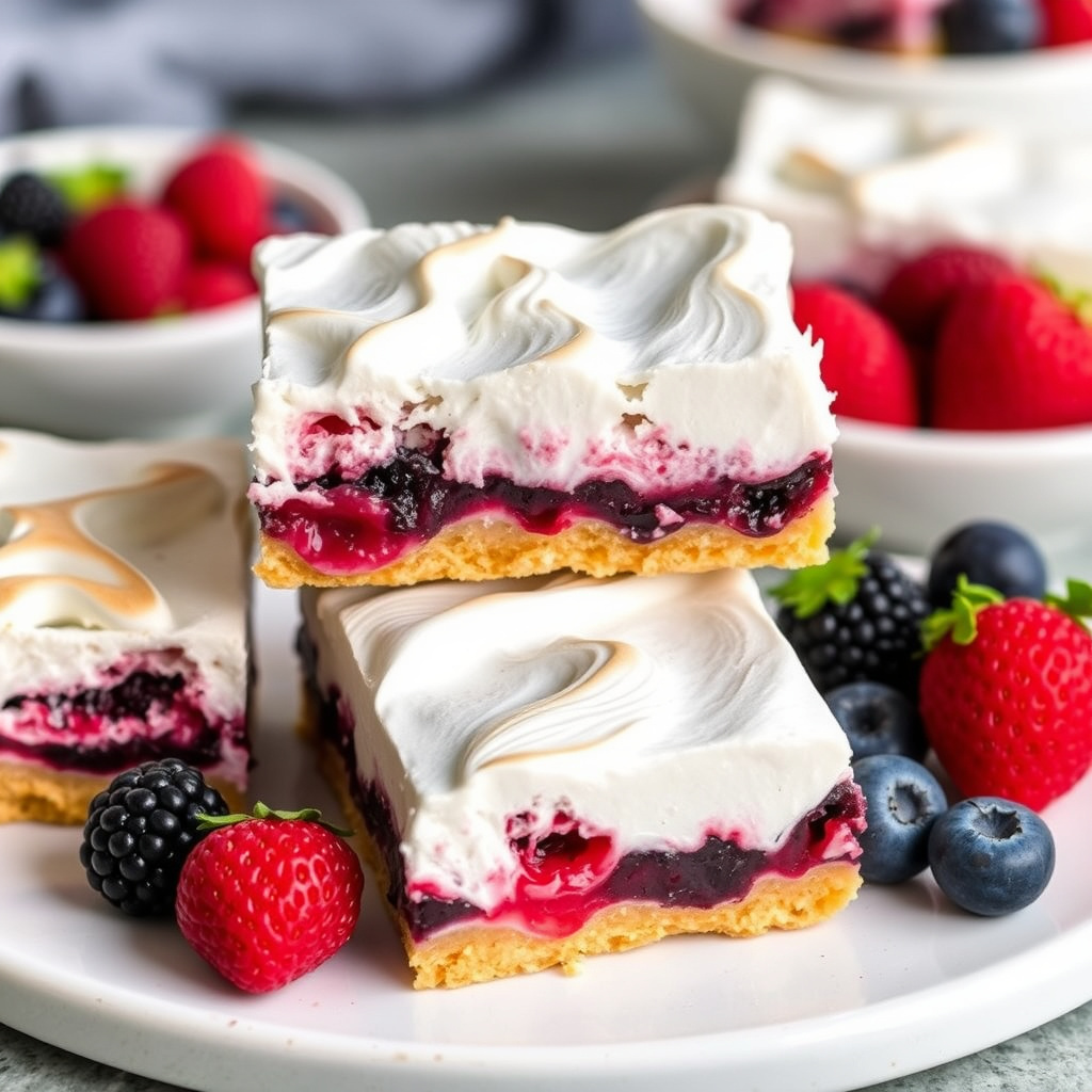 Triple Berry Meringue Bars
