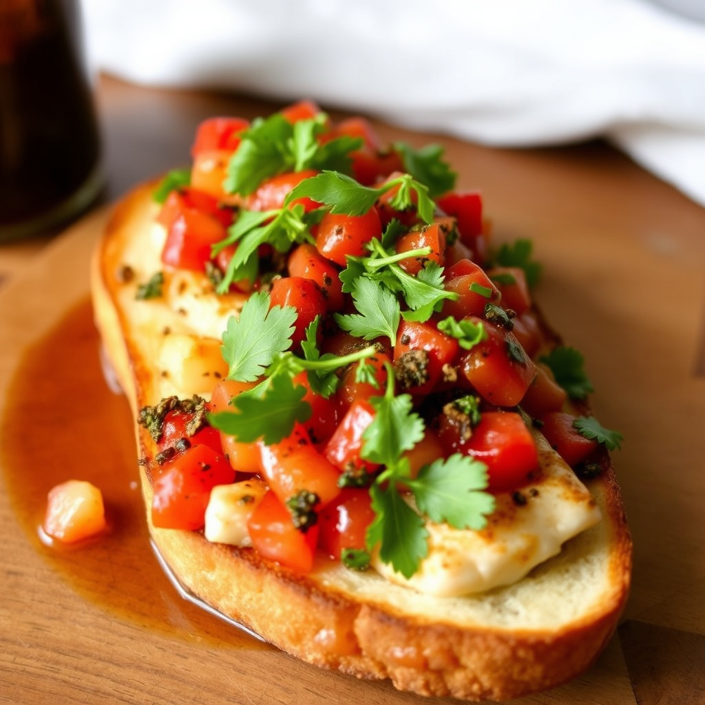 Trout Bruschetta med chili-vinaigrette