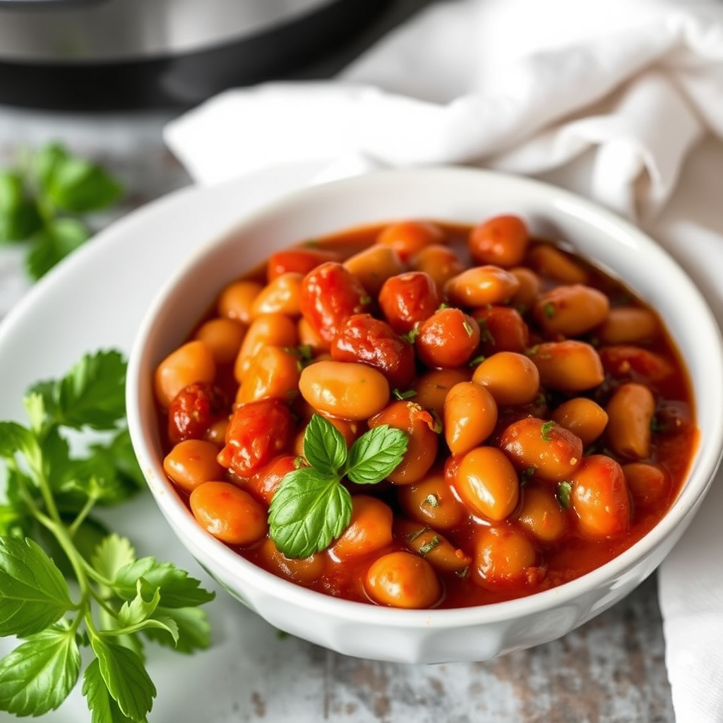 Trykkokergigantbønner i tomatsaus