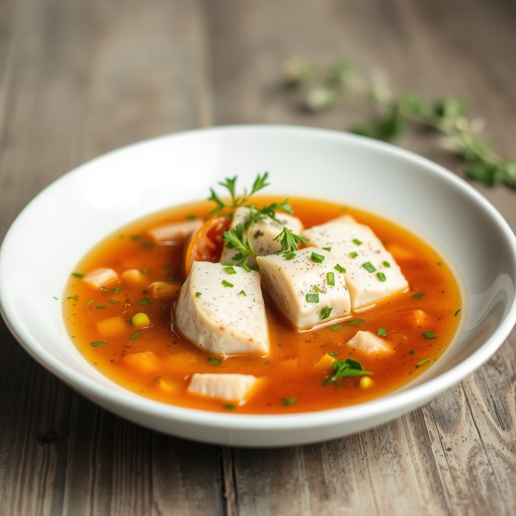Tunfisk i tomat- og estragonbuljong