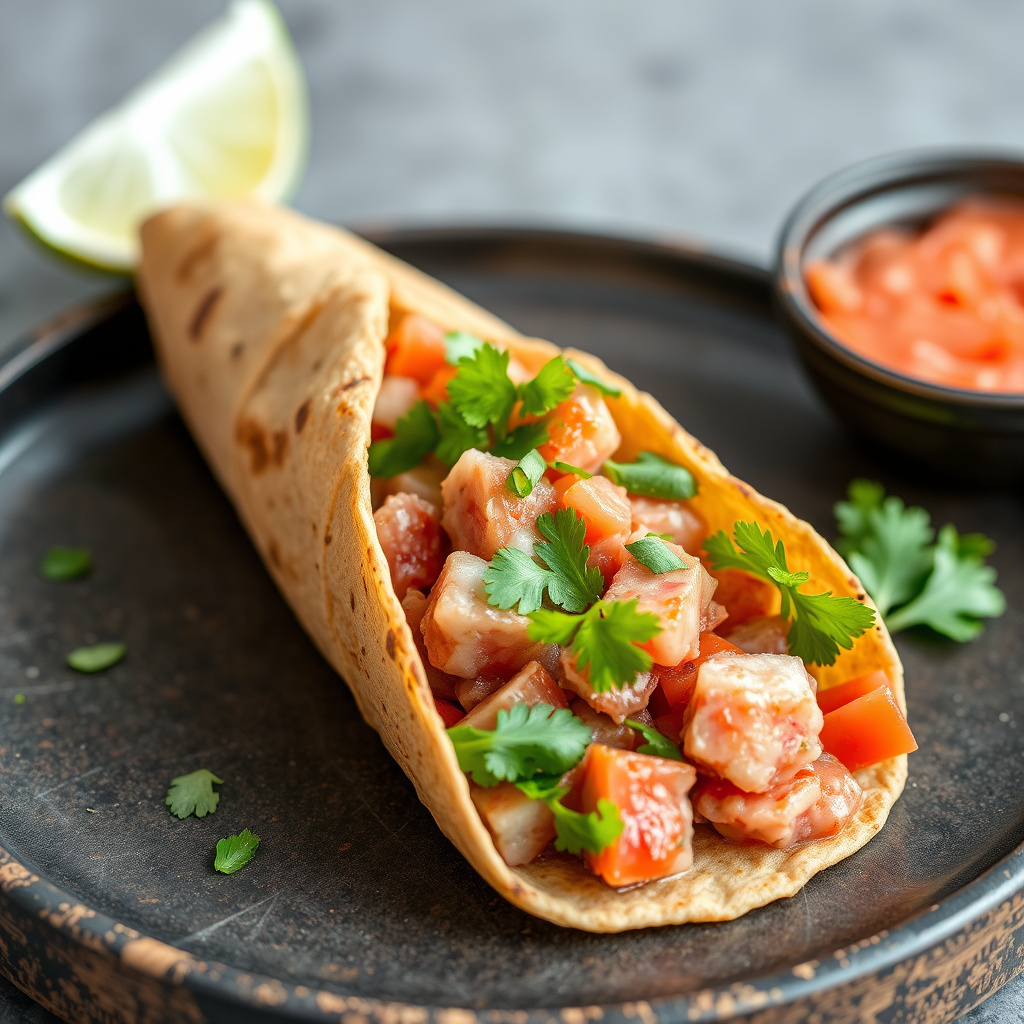 Tunfiskceviche i sprø kjegler