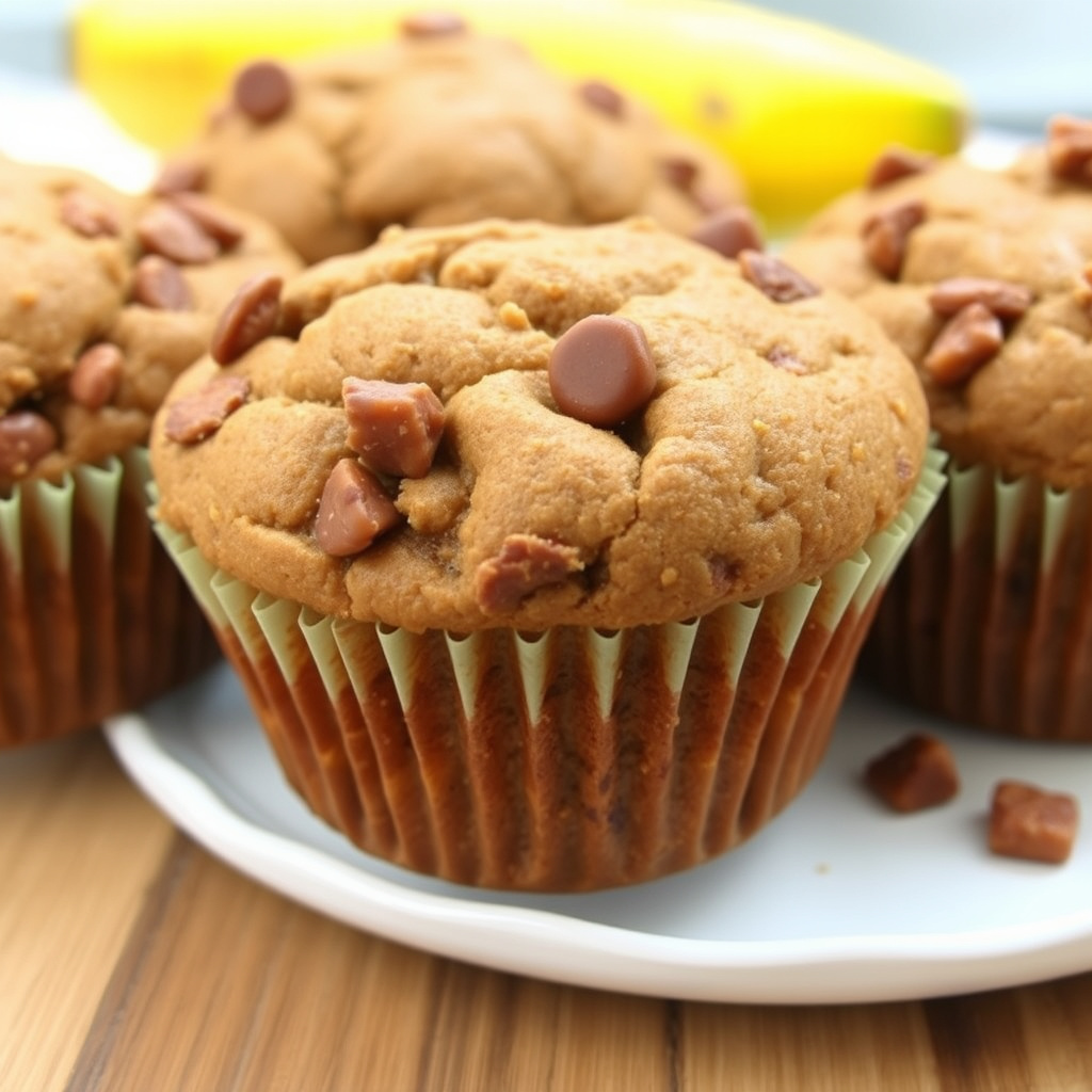 Tykke banan- og bran-muffins