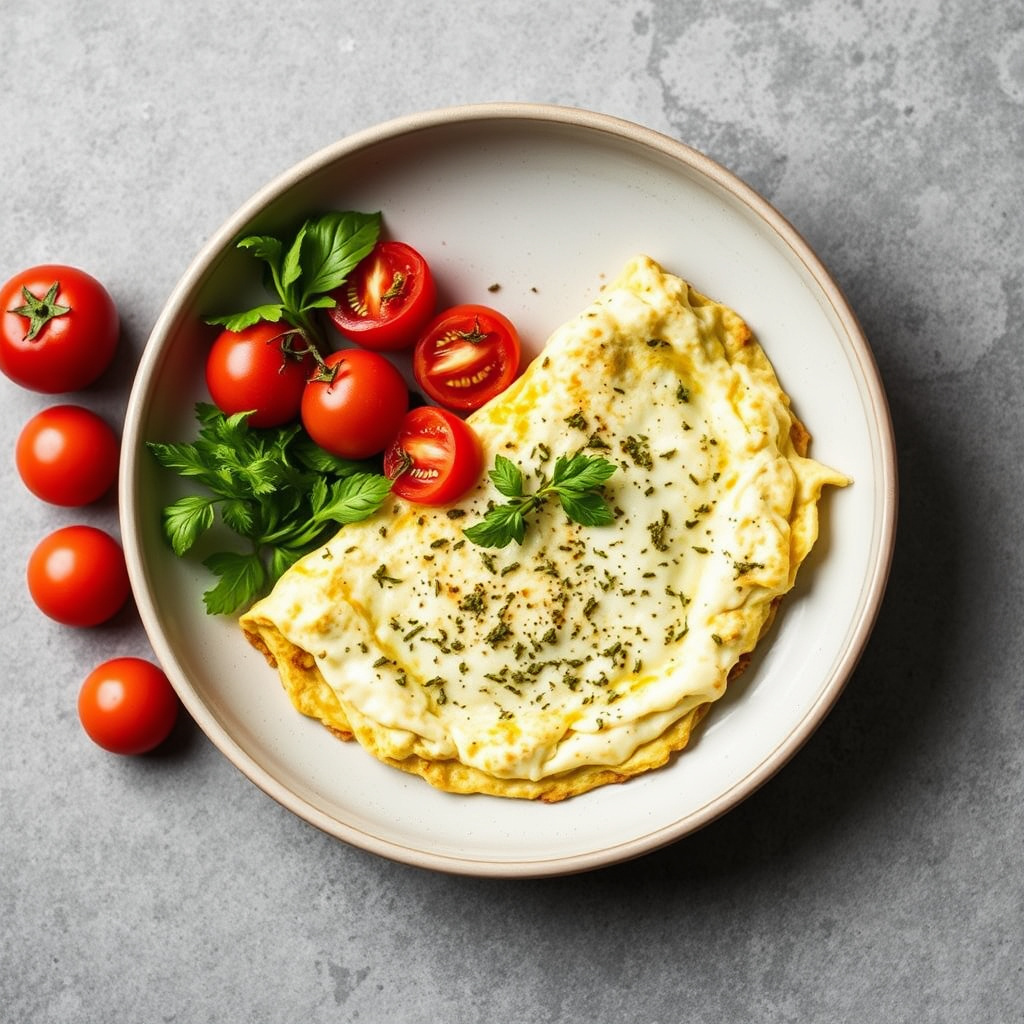 Urte- og eggehviteomelett med tomater