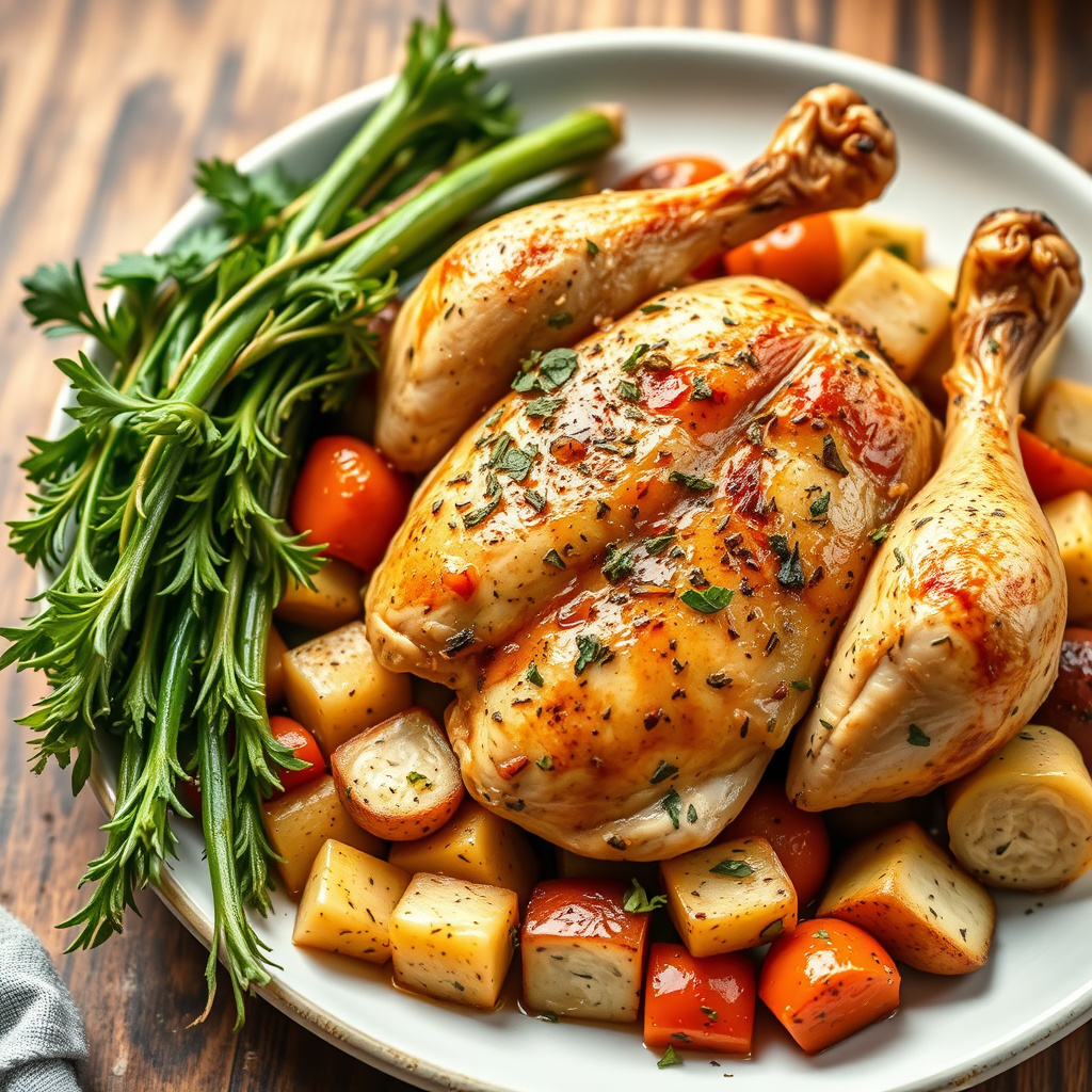 Urtebakt kylling med grønnsaker