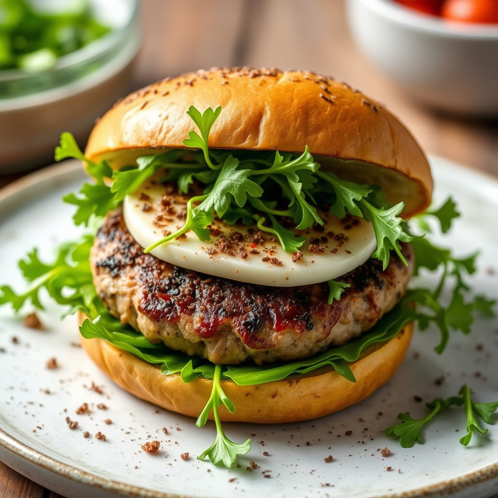 Urtehamburgere med ruccola