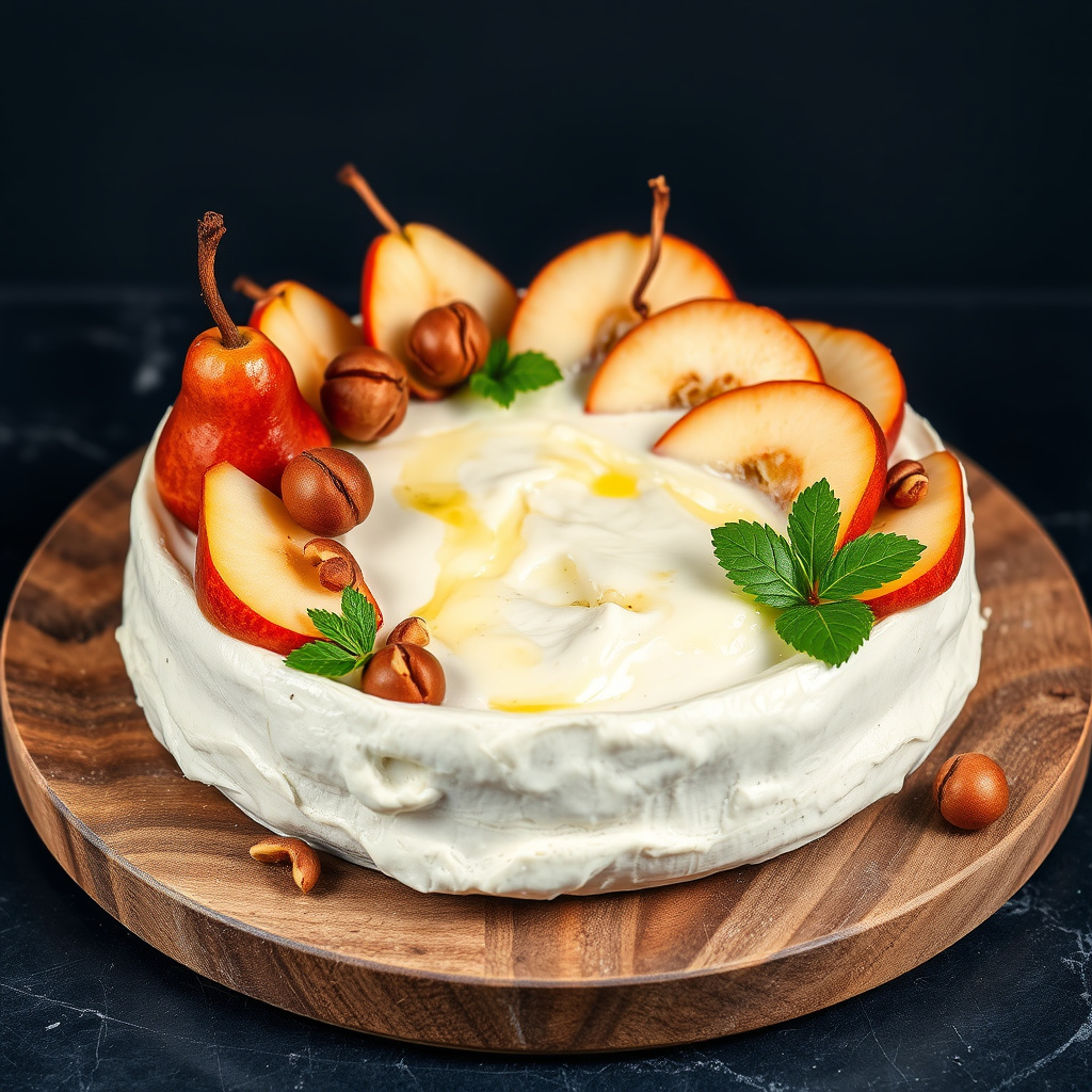 Vacherin Mont D'Or med modne pærer og ristede hasselnøtter