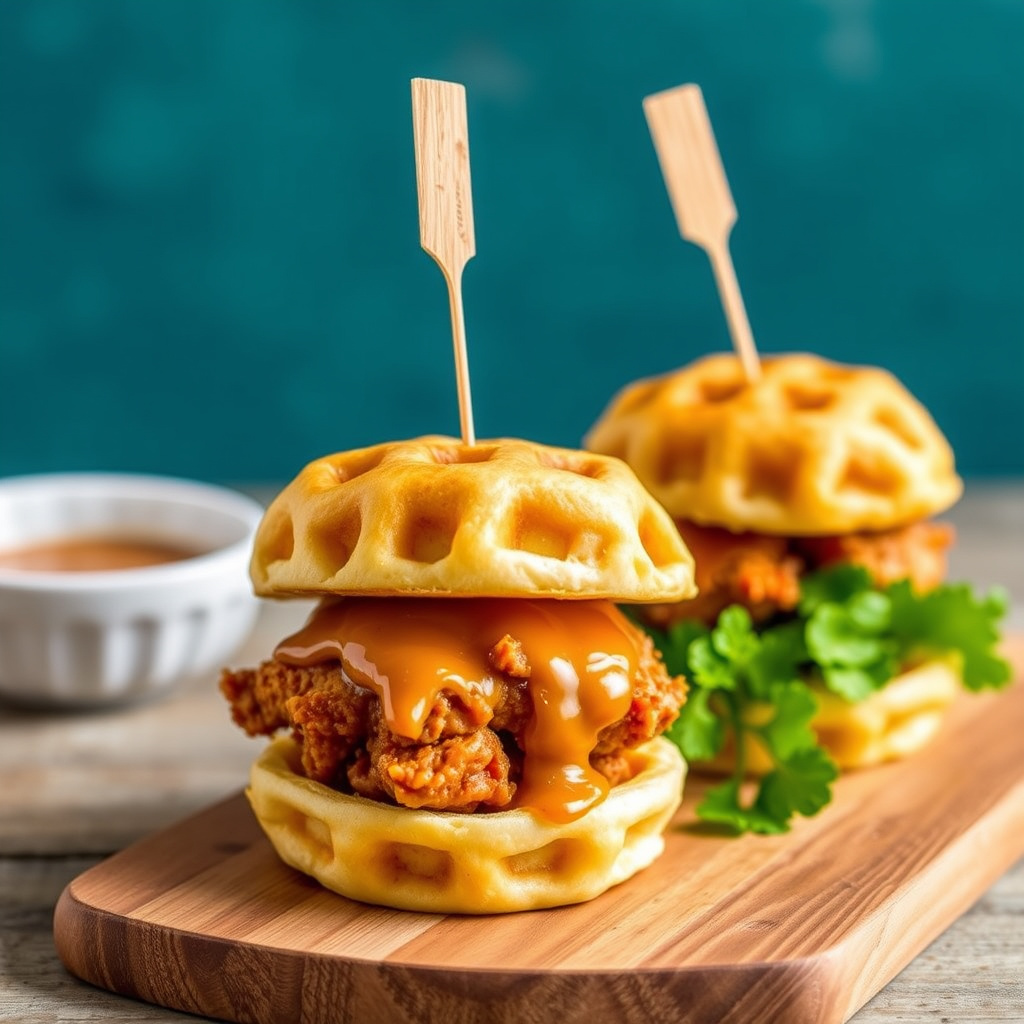 Vaffelkyllingsandwicher med lønnesmør