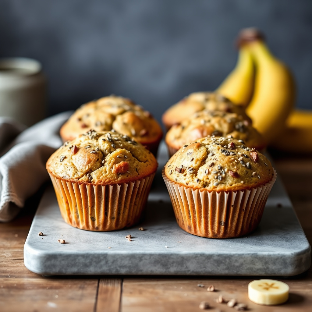Valmuefrø- og bananmuffins
