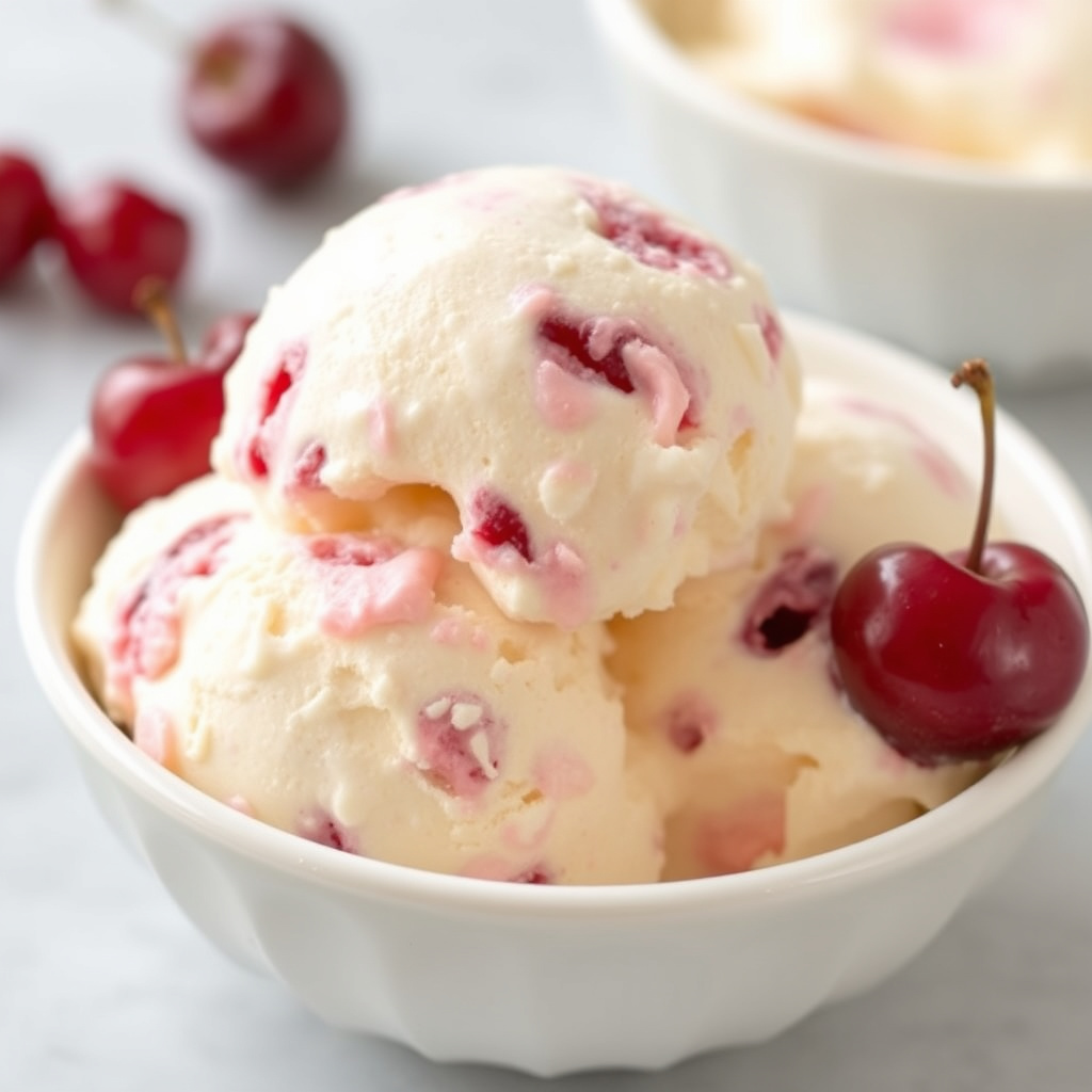 Vanilje-kirsebær iskrem