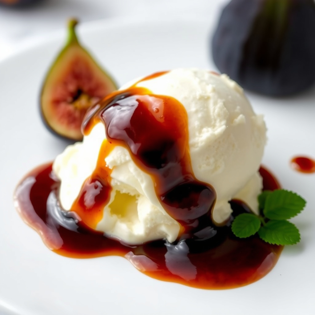 Vaniljeis med balsamico-fikonsaus