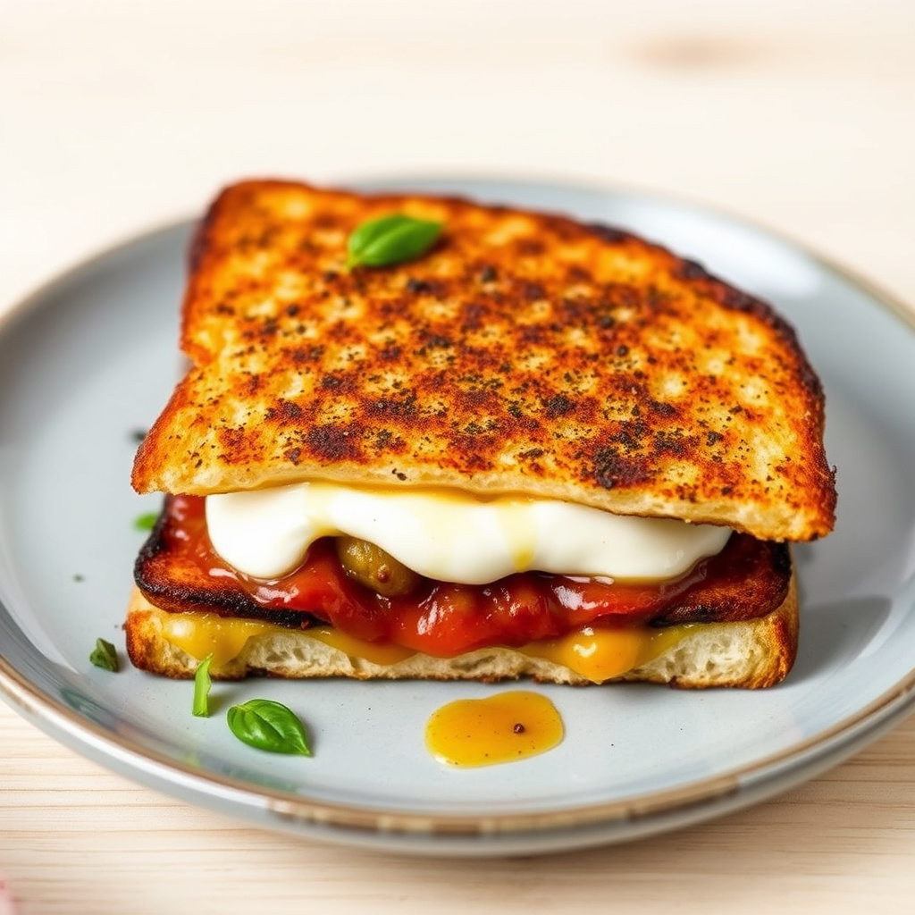 Vannbøffelmozzarella-sandwich: Croque Monsieur Panini