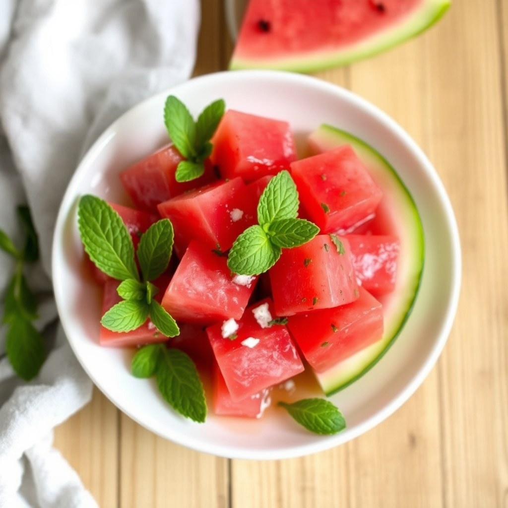 Vannmelon med ingefær- og myntesirup