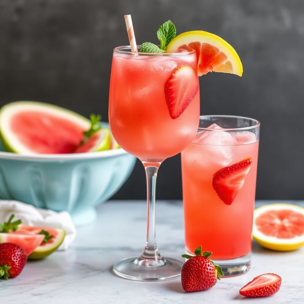 Vannmelon og jordbærlemonade