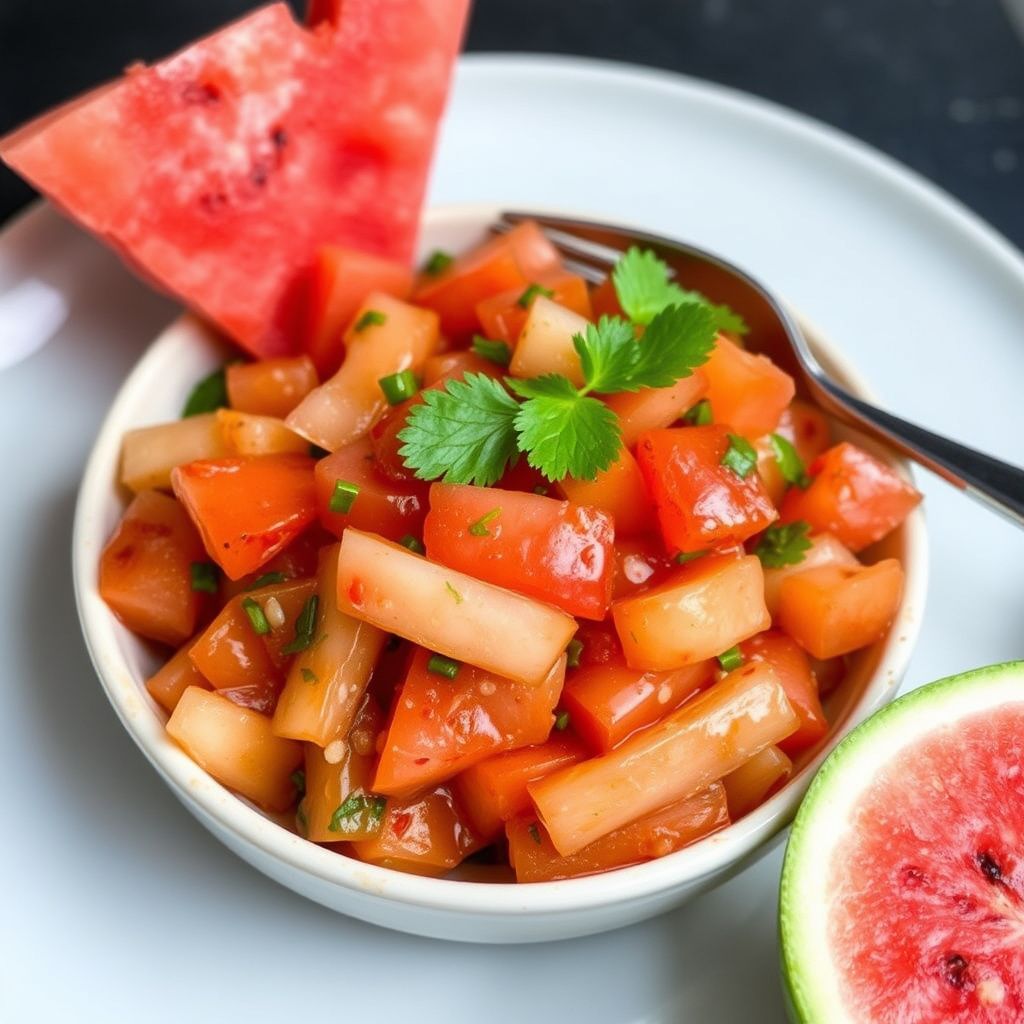 Vannmelonkimchi med vannmelonskall