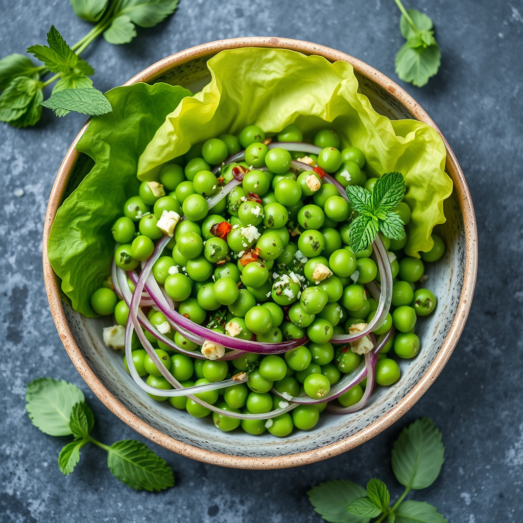 Vårens erter med salat og mynte