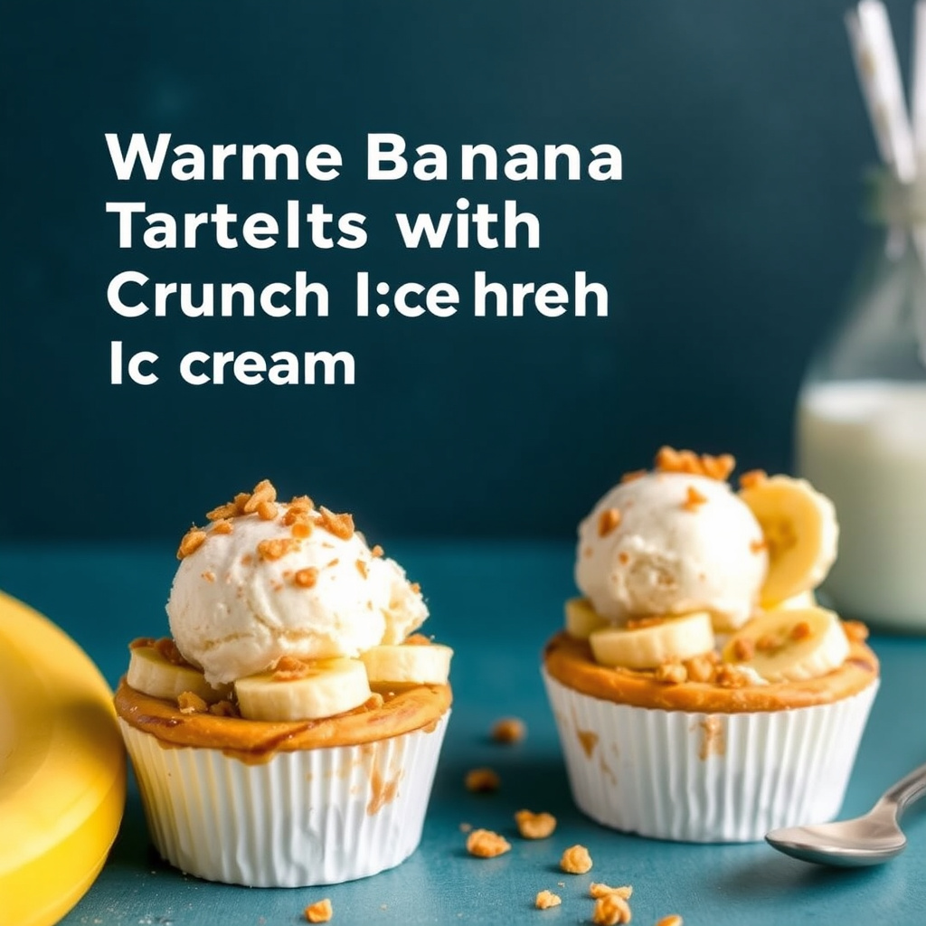Varm banantærter med peanøttknasende iskrem