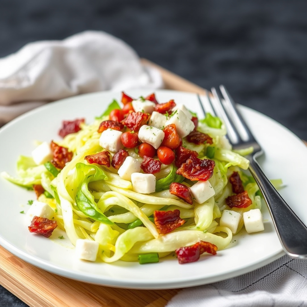 Varm kålsalat med Roquefort og pepperbacon