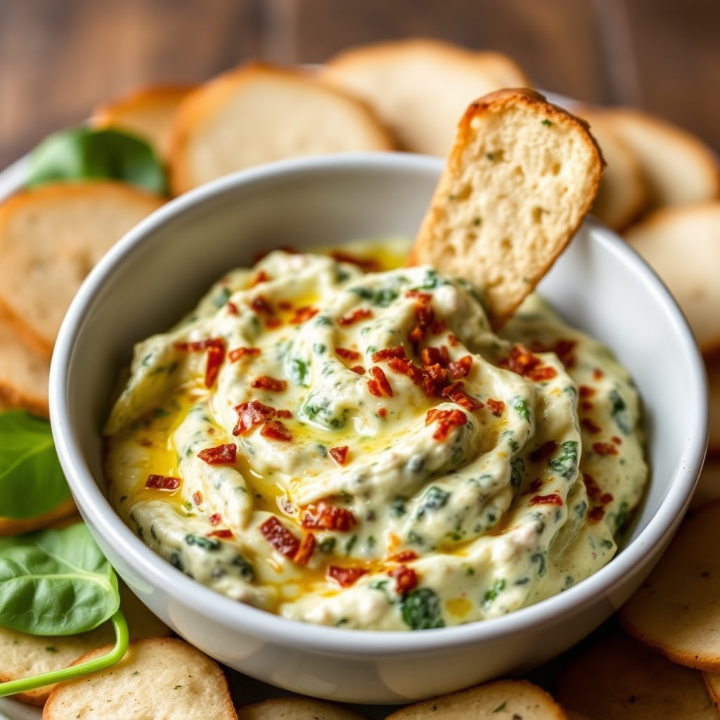 Varm spinatdip med picantesaus