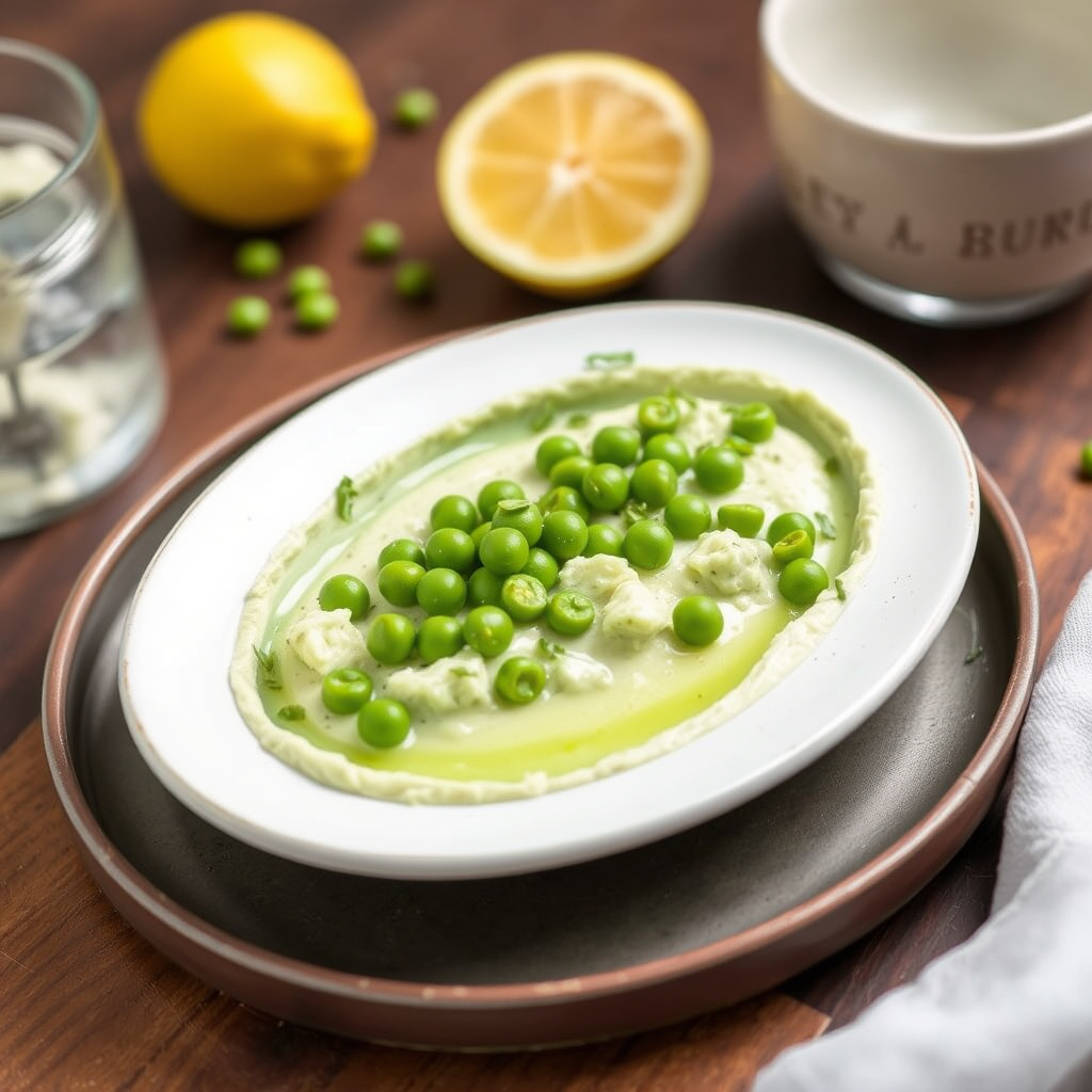 Kremet ertesmør med sjalottløk og sitron