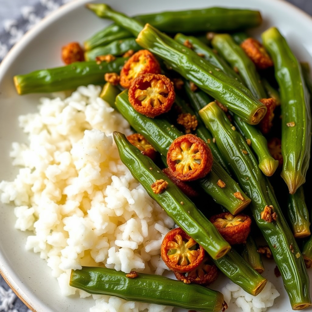 Våt, stekt okra