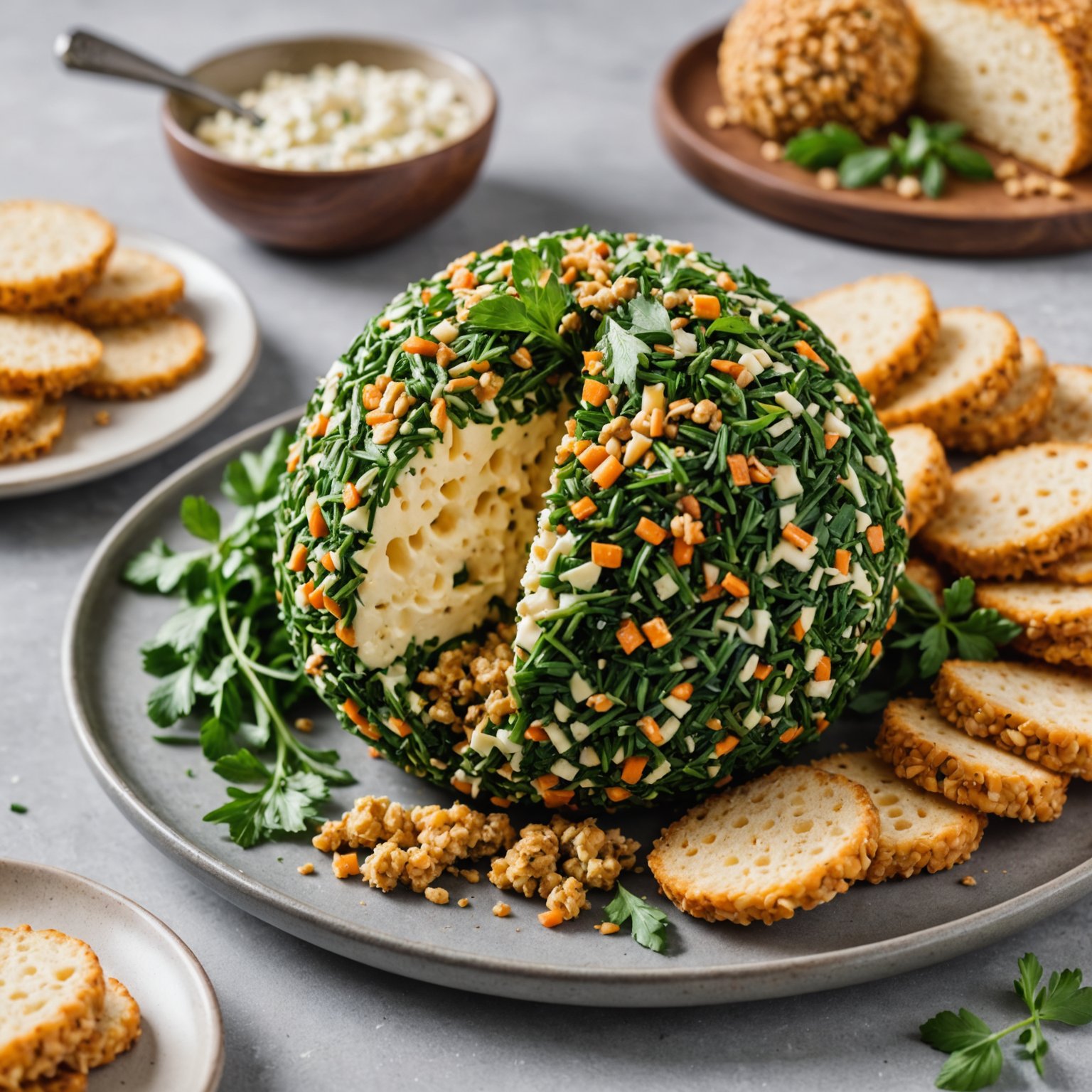 Vegansk ostekule med cashewnøtter og pekannøtter