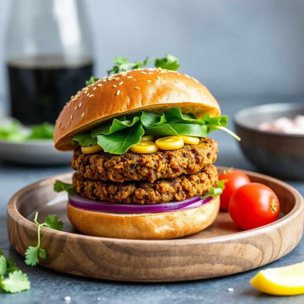 Veganske linseburgere med valnøtter og spinat