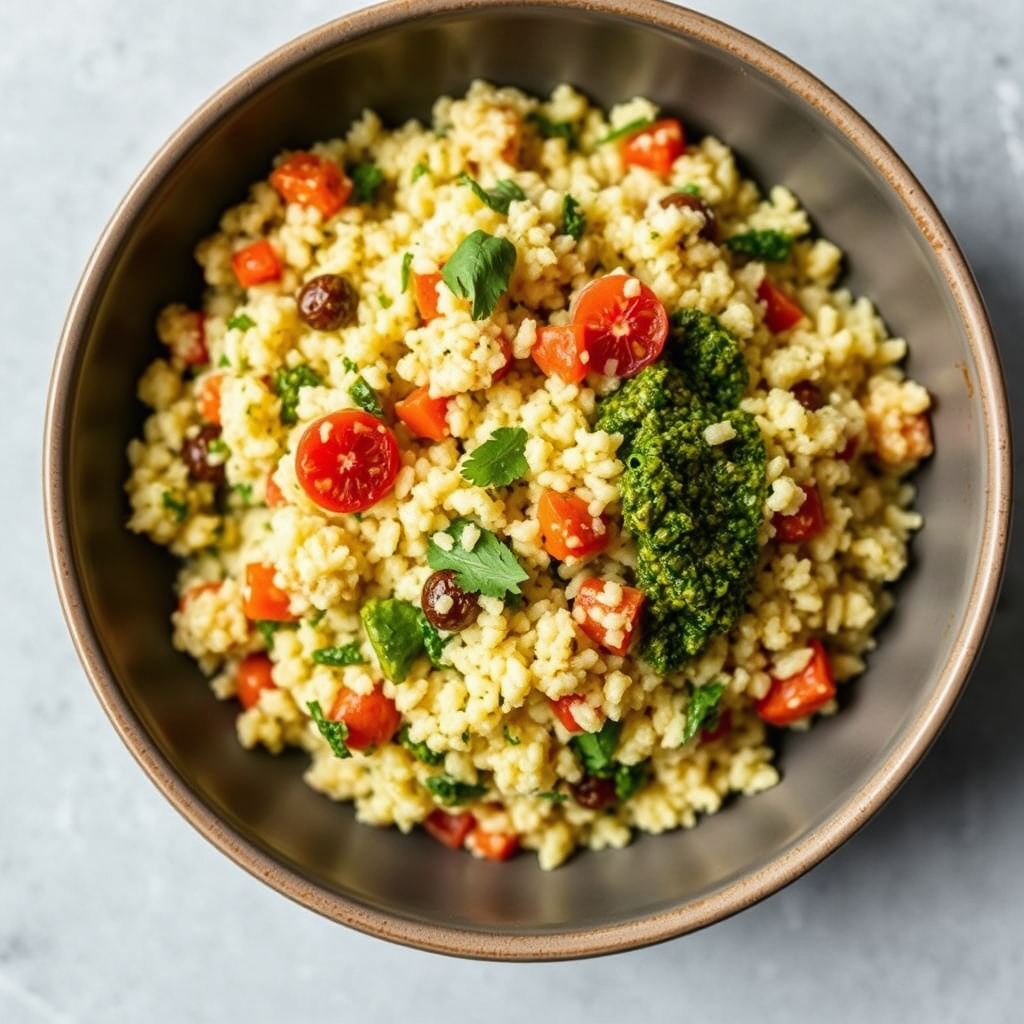 Vegetabell couscous med marokkansk pesto