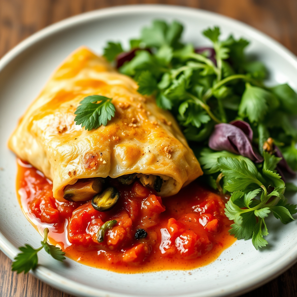 Vegetarisk paibunn med ovnsbakt tomatsaus