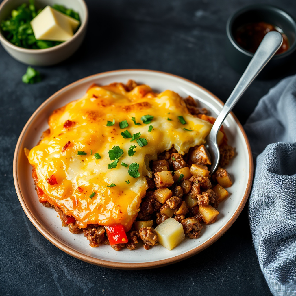 Vegetarisk Shepherd's Pie med horseradish- og cheddarpoteter