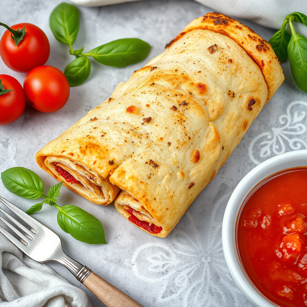 Venetiansk rullepizza med prosciutto og spinat