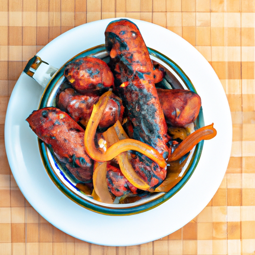 Verdens beste pølse med paprika, løk og øl