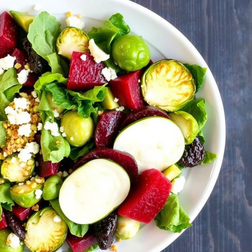 Vinterlagd salat med rødbeter og rosenkål