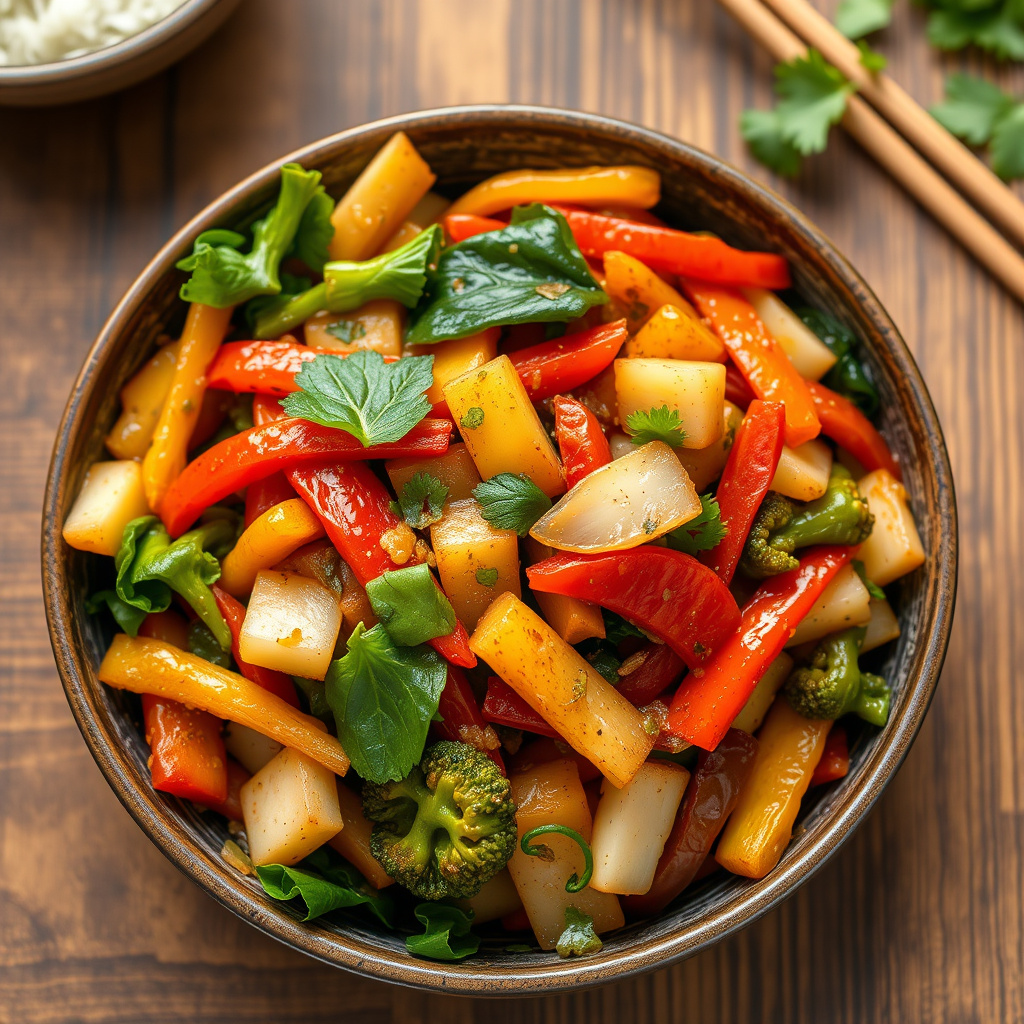 Wok med blandede grønnsaker