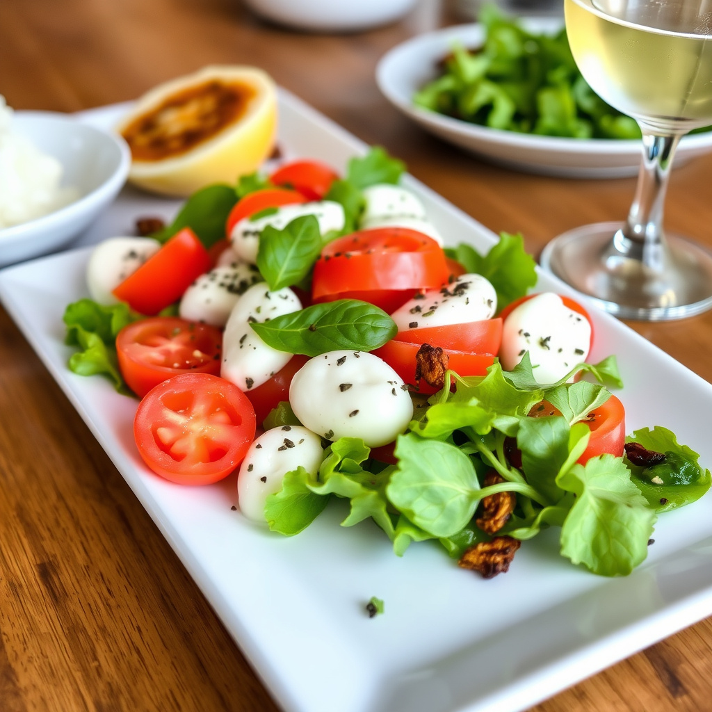 Wolfgangs salatsmaksplate: Mozzarella- og tomatsalat