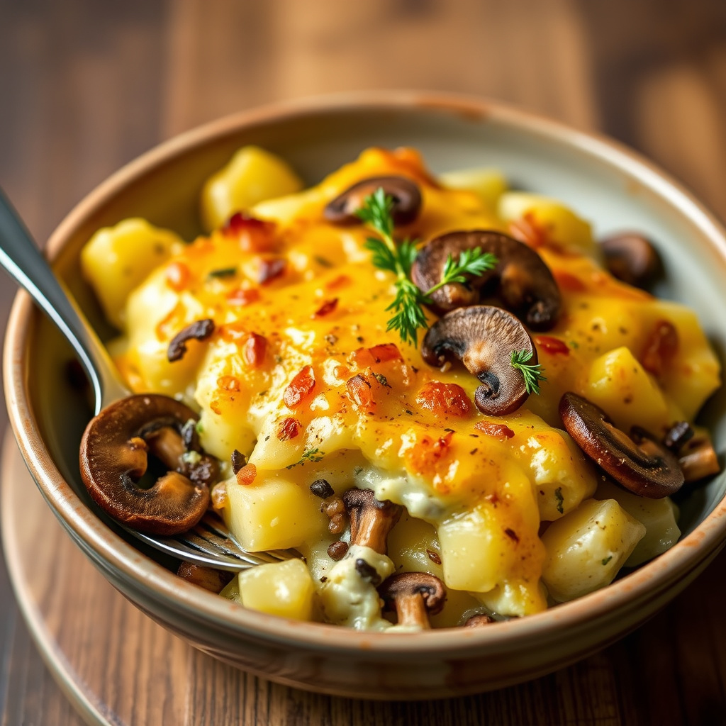 Yukon Gold-potet og vill soppgrateng