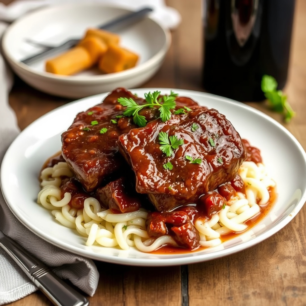 Zinfandel-brystede oksehaler, braisert